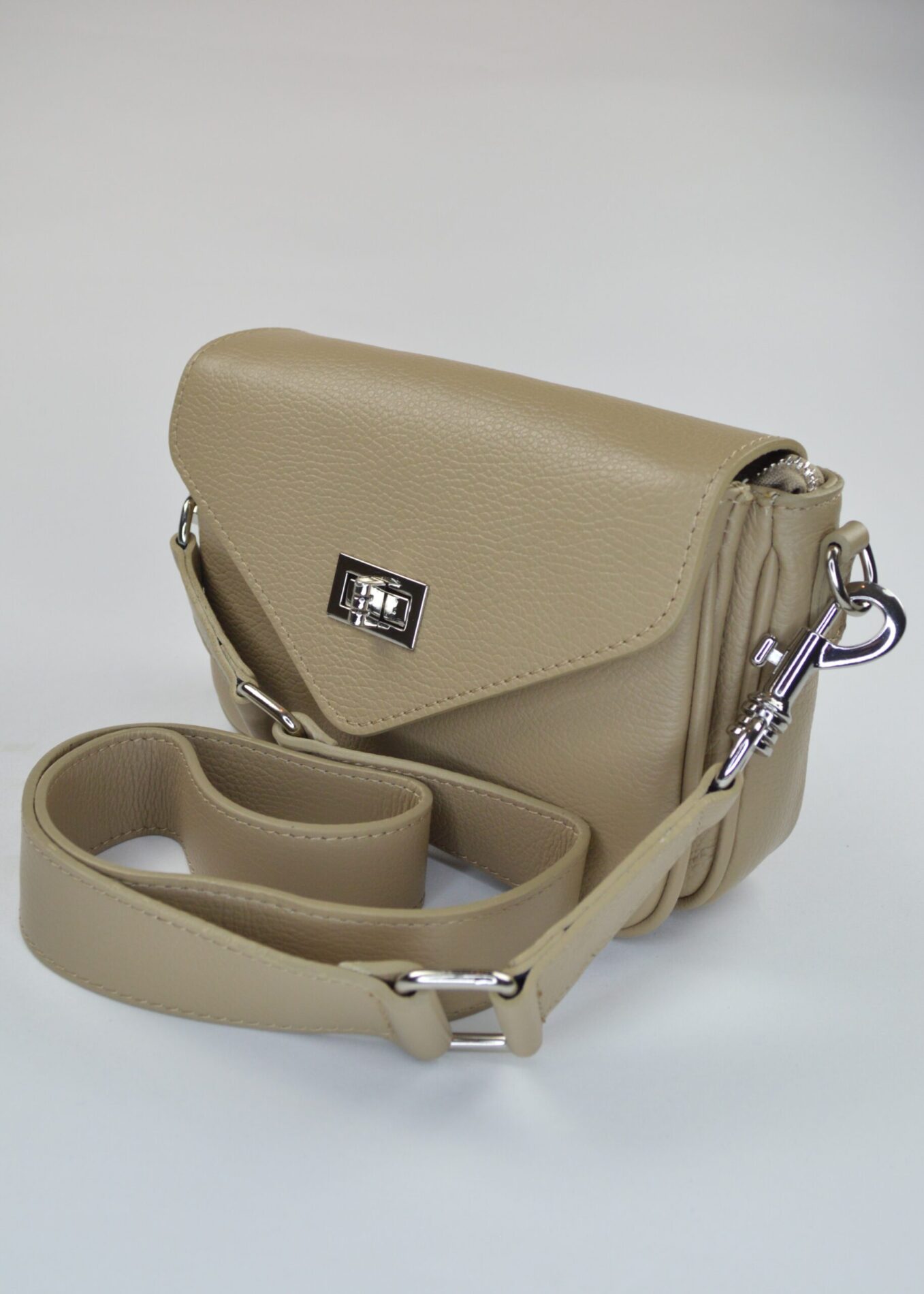 Livia – Strakke & Elegante Echt Lederen Crossbody Bag, Taupe